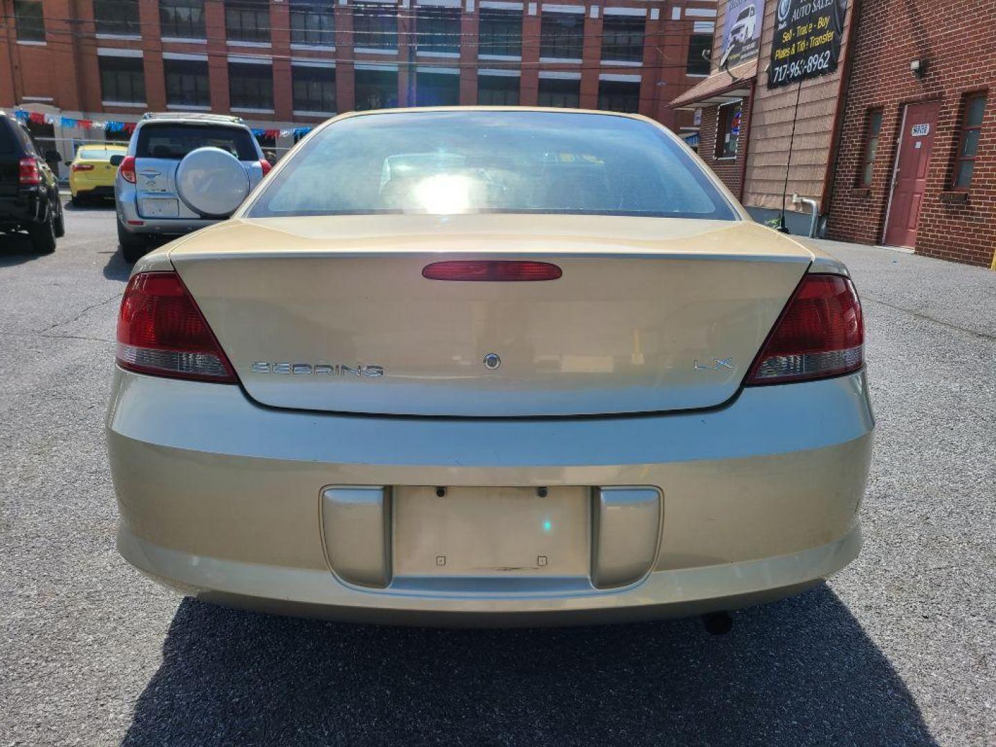 2001 TAN CHRYSLER SEBRING LX (1C3EL46X01N) with an 2.4L engine, Automatic transmission, located at 117 North Cameron Street, Harrisburg, PA, 17101, (717) 963-8962, 40.267021, -76.875351 - WE FINANCE!!! Good Credit/ Bad Credit/ No Credit - ALL Trade-Ins Welcomed!!! ***Guaranteed Credit Approval*** APPLY ONLINE or CALL us TODAY ;) Internet Prices and Marketplace Prices are SPECIAL discounted ***CASH DEALS*** Retail Prices are higher. Please call us to discuss your cash and finan - Photo#3